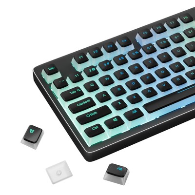 Pudding PBT KeycapsBlack Backlit Shine Through Keycaps 130 Keys Set OEM Profi...
