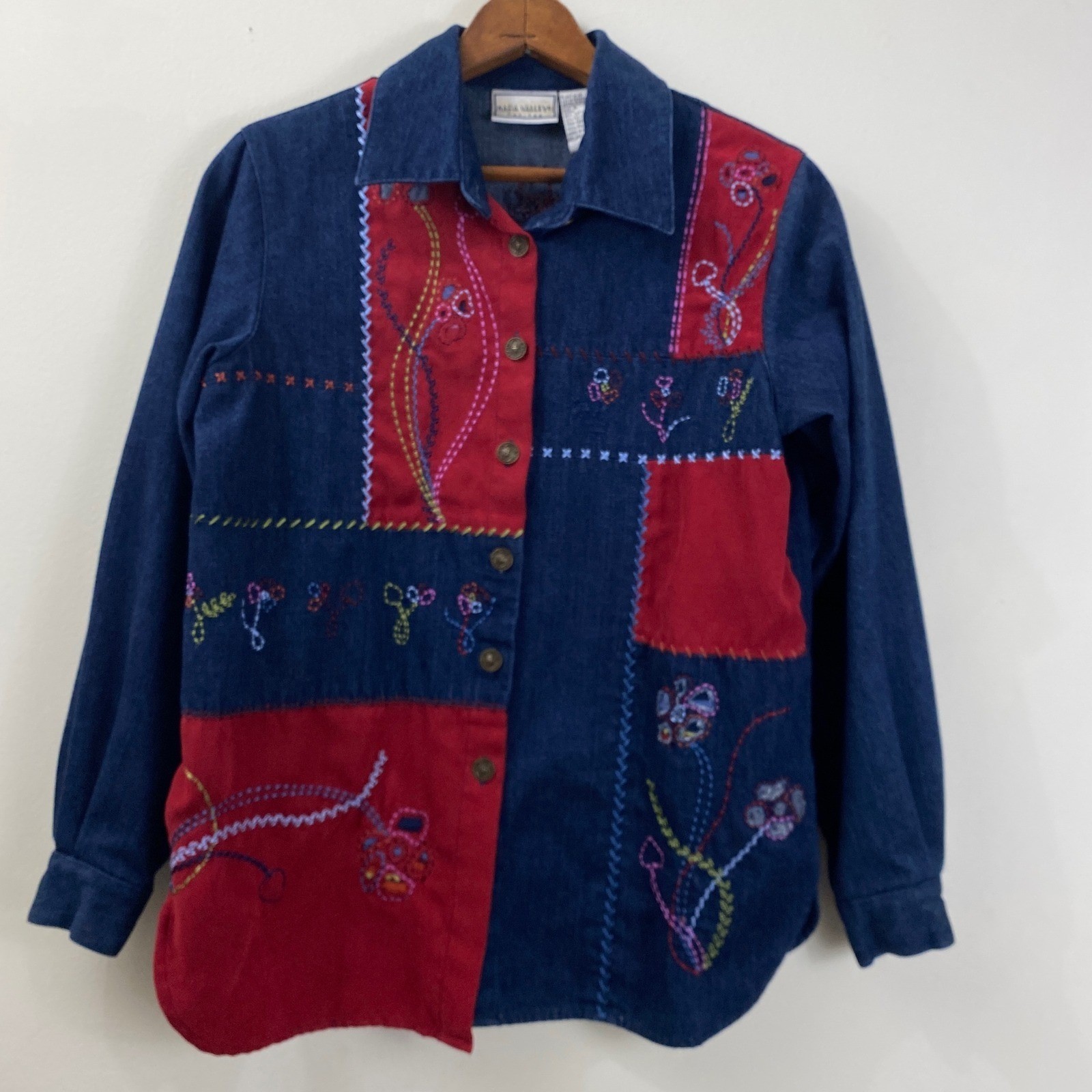 Napa Valley Petites Small Patchwork Embroidered D… - image 1