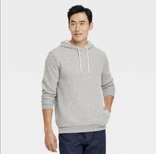 Goodfellow Men's Gray Fleece Pullover Hoodie with Drawstring and Pockets