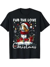 Beagle Christmas Tree Lights Decorations Dog Lover Xmas Men's T-shirt personalit