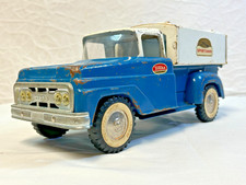 Vtg 1962 Tonka Toy Sportsman Stepside Pickup Truck With Camper Top Pressed Steel