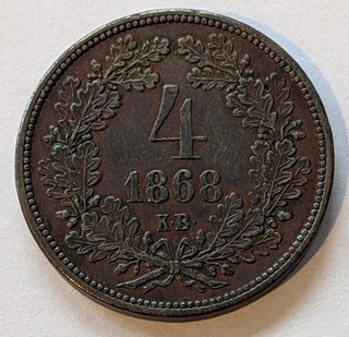 Ungarn Österreich 4 Krajczar 1868 KB Franz Joseph I.