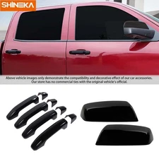 5 Pcs Side Mirror & Door Handle Decor Cover Trim Kit For 2014-18 Chevy Silverado