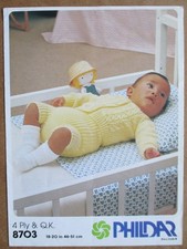 Vintage Phildar 4Ply / QK Knitting Pattern 8703: Baby's Cardigan & Pants: 18-20"