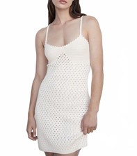 Mango Cotton Knitted Dress with Lace Details Off White NWT Size 6/Medium
