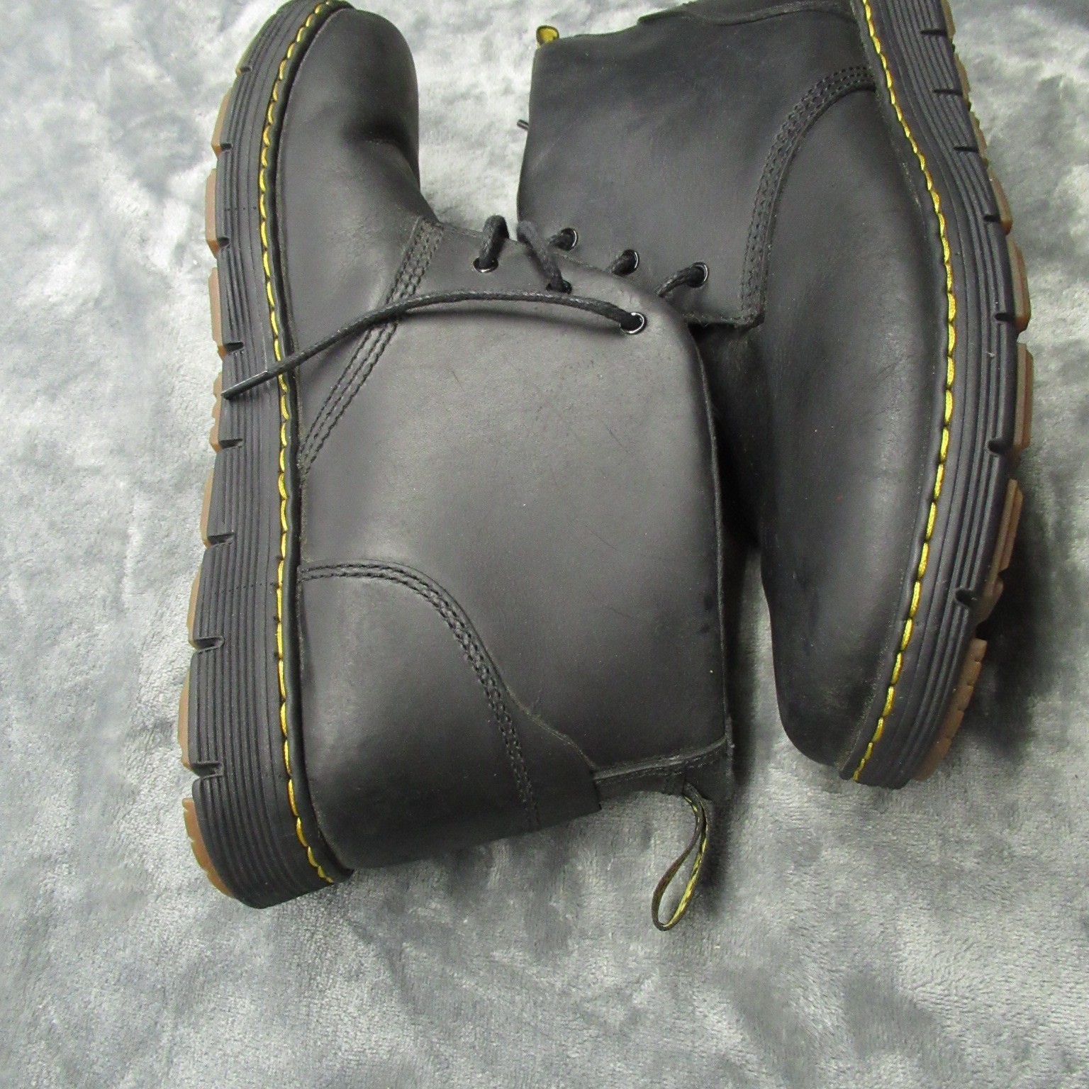 Dr Martens Rhodes Chukka Boots Mens 12 Black Leather Lace Up Chunky Casual