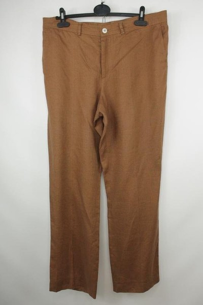 Women Bogner Trousers Brown Linen 42 / XL / 50