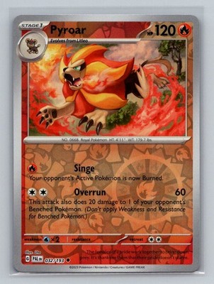 Pyroar 032/193 Uncommon Paldea Evolved Pokemon Reverse Holo Near Mint