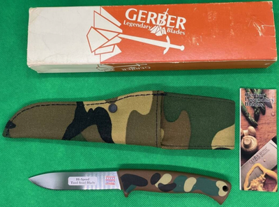 #ad New Gerber Old A400 Camouflage Fixed Blade Knife Hi Carbon Steel 1984 1989 $255.99