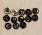Lot of 13 Vintage Faceted Black Glass Coat Buttons 1" — photo 5