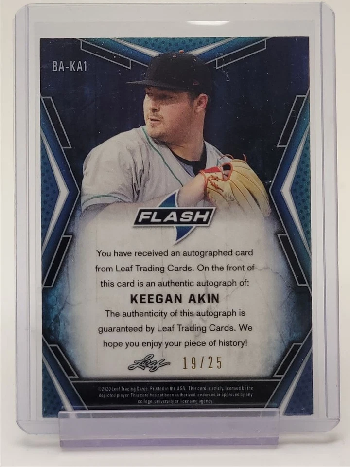 KEEGAN AKIN 2020 LEAF FLASH XRC ROOKIE AUTOGRAPH GREEN RC AUTO /25 Q4762 - Image 2 of 2
