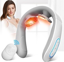 Electric Pulse Neck Massager with Heat for Pain Relief 10 Modes 15 White