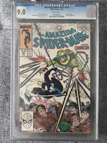 Amazing Spiderman 299 CGC 9.0 Venom Cameo Marvel Comics Spider-Man Cracked Case