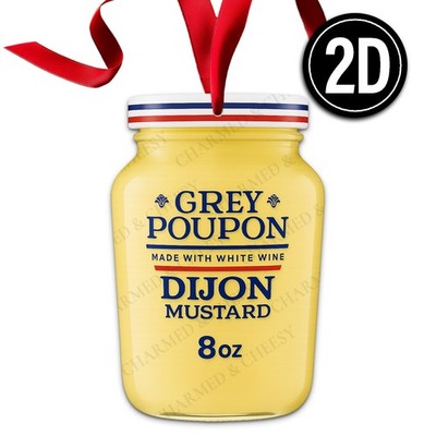 Grey Poupon Dijon Mustard Acrylic Christmas Ornament Jar Condiment
