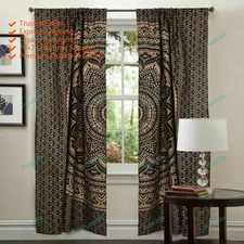 Mandala Handmade Window Door Arched Curtain Blue Wall Mount Twin Tapestry