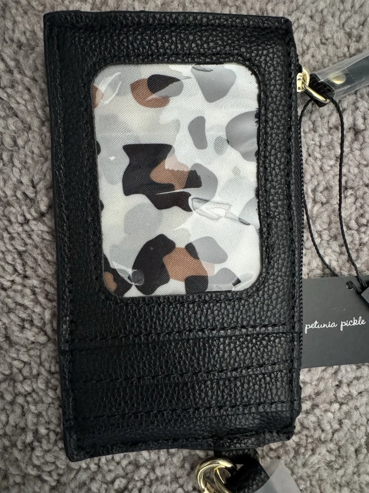 Petunia Pickle Bottom Negro Tarjeta Muñequera Identificación Billetera Estuche con Cremallera Foto 3 de 4