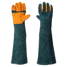 Animal Handling Gloves Leather Sleeve Bite Proof Dog Cat Bird Reptile Protection