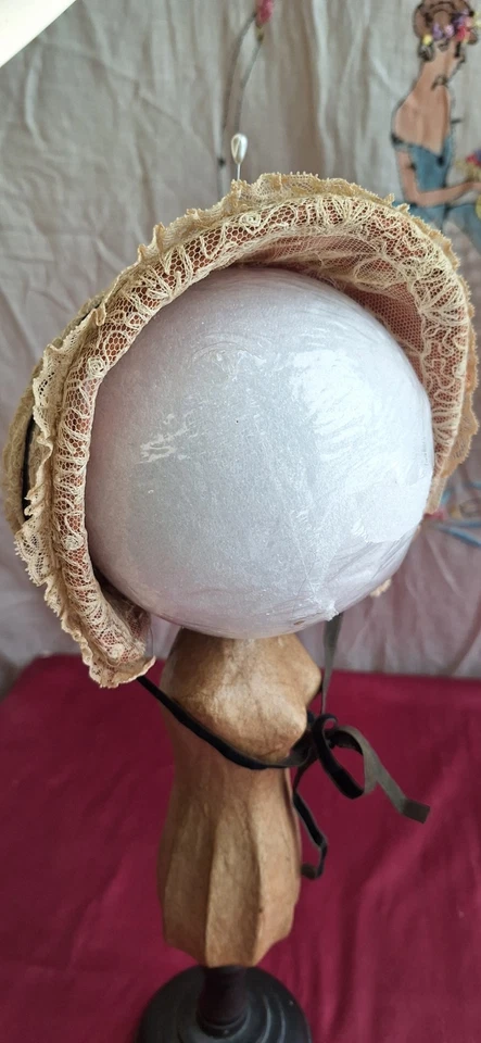 Sombrero de encaje estilo antiguo para muñeca bisque alemana o muñeca de moda francesa Foto 4 de 4