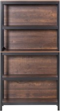 Shelves Storage 4 Tier Bookshelf Utility Organizer W/ Back Support Anti-Topple