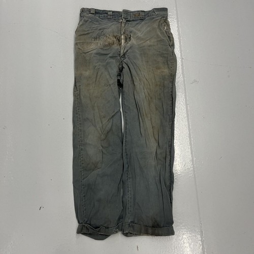 Vintage 50er grün sanforisiert Segeltuch Workwear Chino 32x29 50s True Vintage