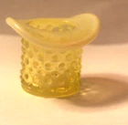 FENTON VASELINE HOBNAIL OPALESCENT MINIATURE HAT 1 1/2"
