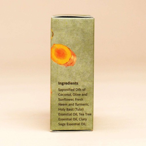 Isha Life Neem Kurkuma Tulsi Teebaum Handarbeit Bio Körperseife 100g - Bild 4 von 5