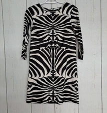 H&M Size XS Black And White Zebra Patterned Womens 3/4 Sleeve Dress