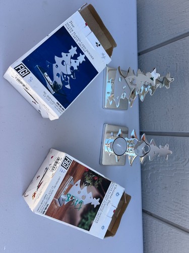 NEW Silver Plated Candle Holder & Card Holder Christmas Tree - Picture 5 of 8