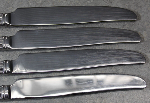 Reed & Barton Kendrick Beaded stainless set of 4 up to 8 serrated DINNER KNIVES - Picture 4 of 5