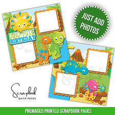 Dinosaur Birthday Scrapbook Pages PRINTED Premade Scrapbook Quick Pages 149