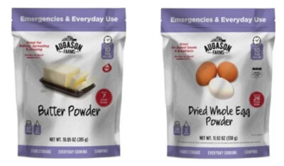 Augason Farms Dried Whole EGG 9.3oz & BUTTER 7oz RESEALABLE POUCH