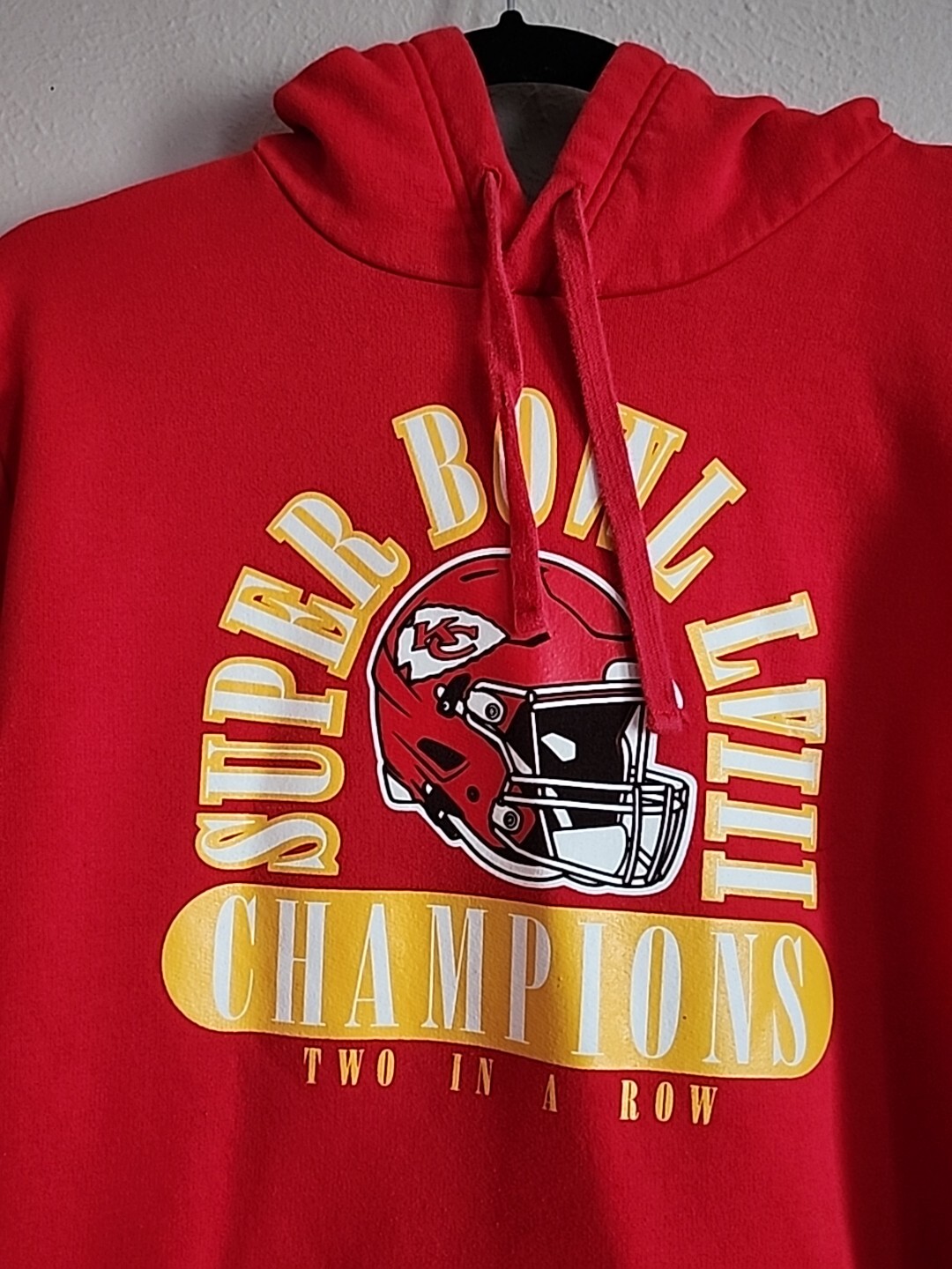 Felpa con cappuccio Kansas City Chiefs Super Bowl Champions due in una fila FANATIC L rossa NFL