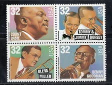 3096 - 3099 * BIG BAND LEADERS  *   U.S. Postage  Stamps BLOCK MNH