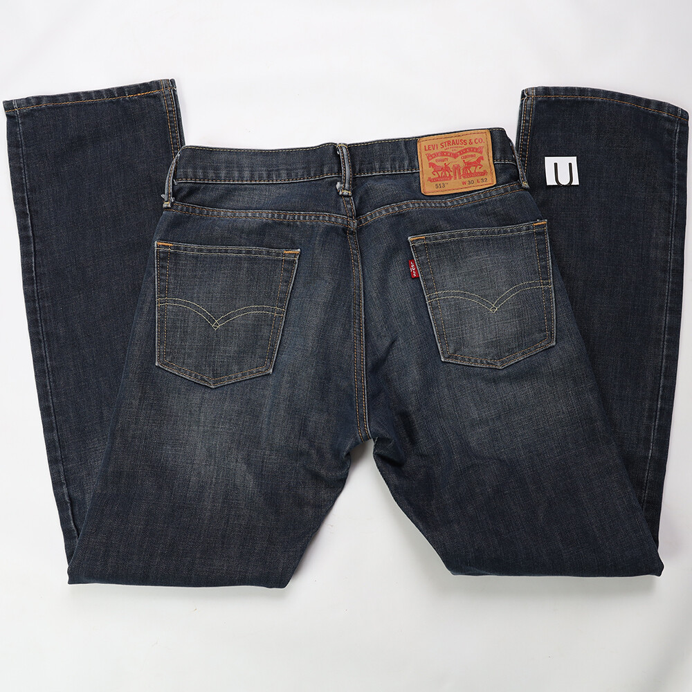 Men's 30x32 Levi Strauss 513 Dark Wash Straight Leg Blue Jeans (U