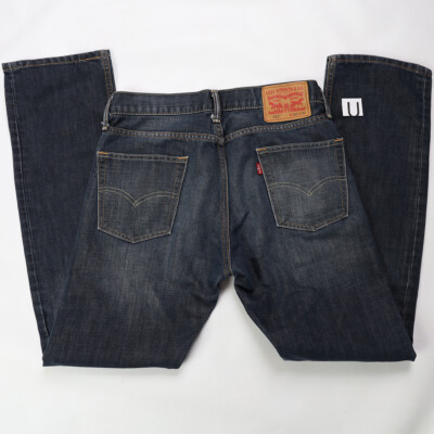 Men's 30x32 Levi Strauss 513 Dark Wash Straight Leg Blue Jeans (U