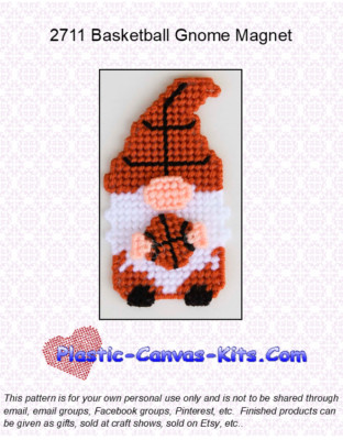 Basketball Gnome Magnet-Plastic Canvas Pattern or Kit