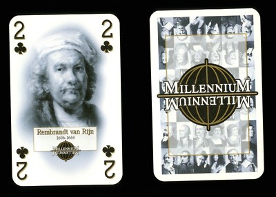 1 x Spielkarte Rembrandt van Rijn Dutch Painter 2 of Clubs MM2