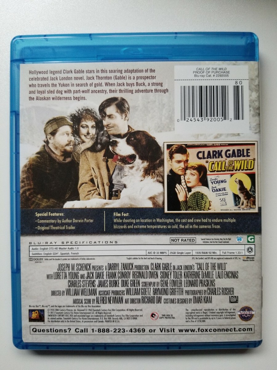 Clark Gable The Call Of The Wild (1935) Blu-ray Disc 2013 Region A