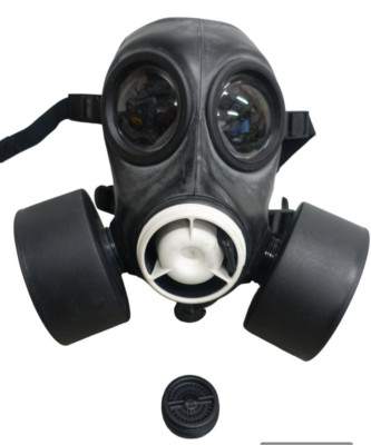 AVON CBRN-FM12 ガスマスク フィルター付き Avon FM12 Gas Mask Respirator Twin Port White PSM Haversack