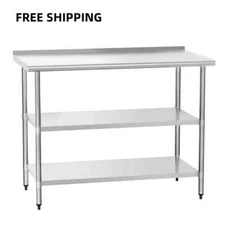 NSF Stainless Steel 24" x 48" Prep&Work Table with Backsplash 2 Shelves Kitchen