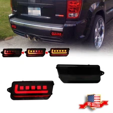 Smoked Rear Reflector LED Tail Brake Signal Lights For 05-10 Jeep Grand Cherokee