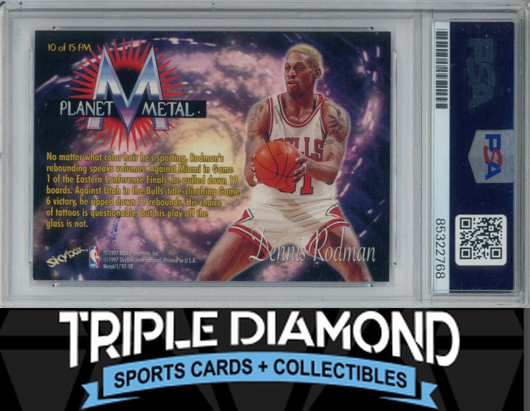 1997-98 Metal Universe Dennis Rodman Planet Metal Auto PSA/DNA 