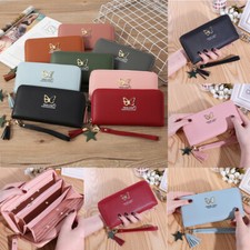 Women Leather Wallet Larger Capacity Card Holder Zipper Purse Cell Phone Handbag