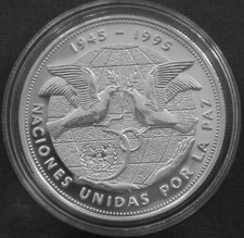 Dominican Republic 1 peso .925 Silver Proof 1995 United Nations 50th Anniversary