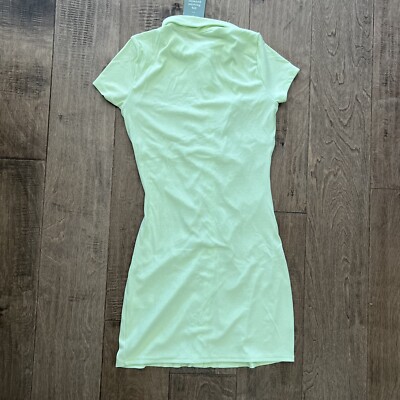 h&m neon green button down dress size m | eBay