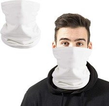 Neck Gaiter Face Bandana Mask Men Women Fall Winter Reusable Washable White 