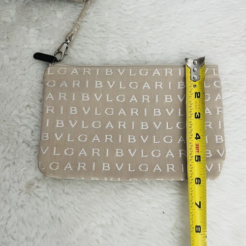 BVLGARI Logomania Canvas Beige/Brown Leather Handles Tote Bag w/ Pouch - Picture 17 of 24