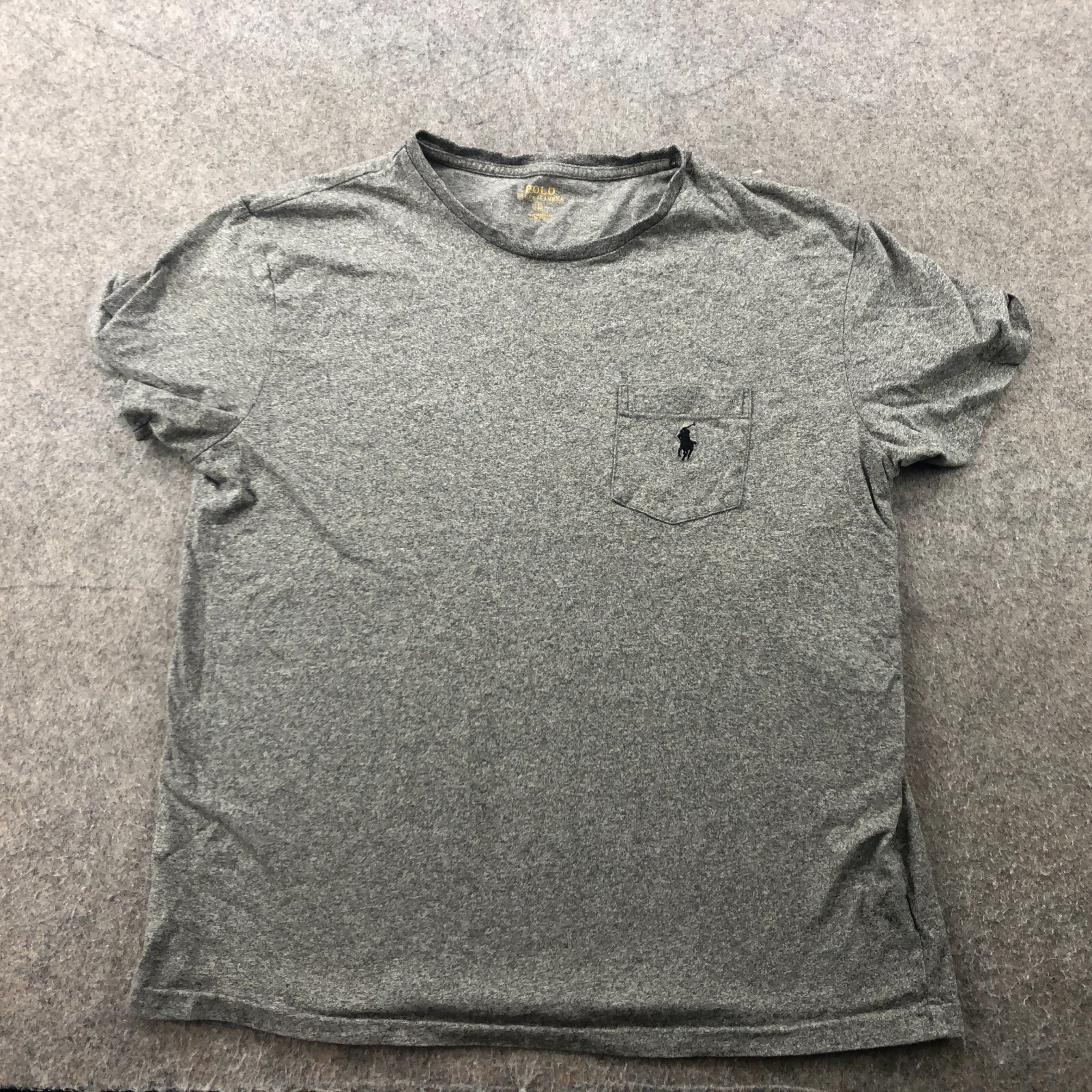 Ralph Lauren camicia uomo grande grigio blu pony ricamato tasca girocollo preppy