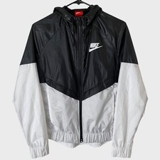 Nike Windrunner Full-Zip Jacket Black  White Women's Small Windbreaker Hoodie