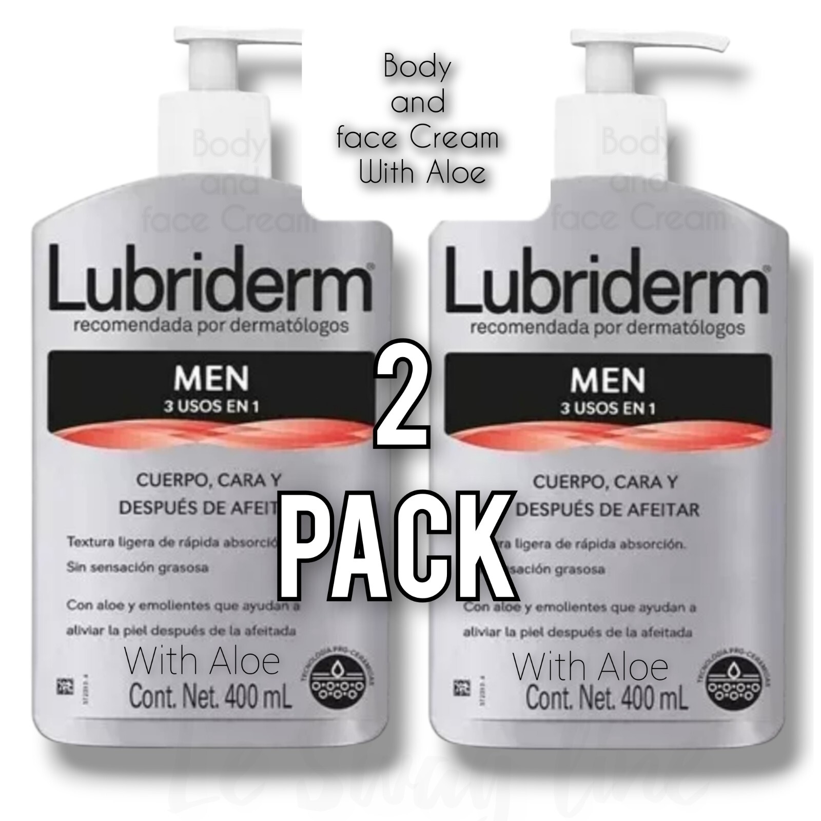2 pack Face and Body Cream with Aloe  Lubriderm Men 3 en 1 Light Ligera